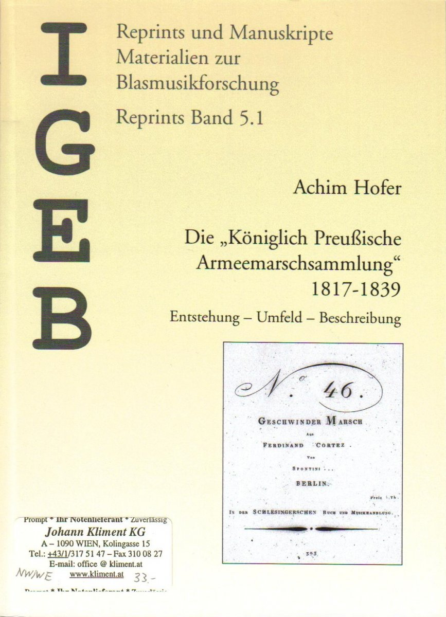 Königlich Preußische Armeemarschsammlung, Die, 1817-1839 (Heft I / Nr. 1-40) - klik voor groter beeld