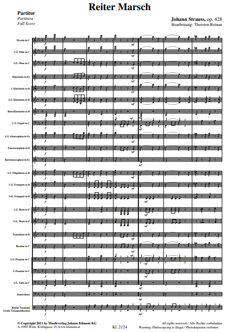 Reiter Marsch - Muzieknotatie-voorbeeld