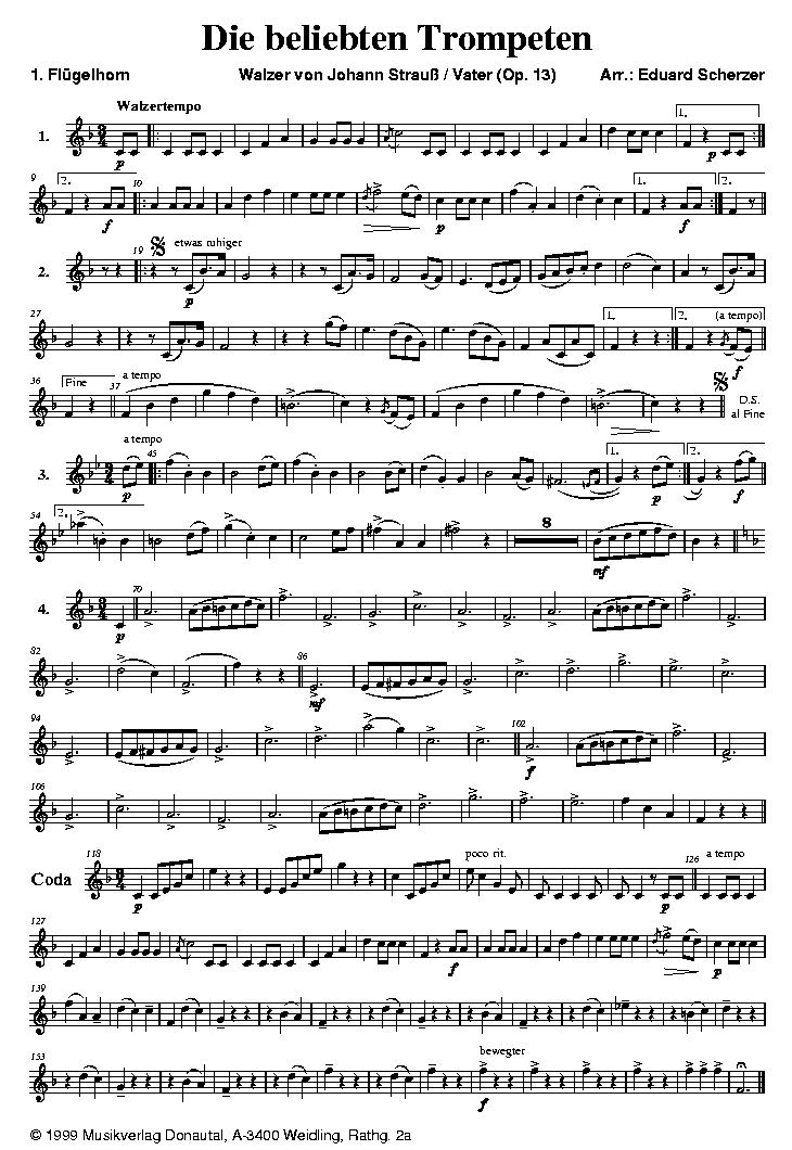 Beliebte Trompeten - Muzieknotatie-voorbeeld