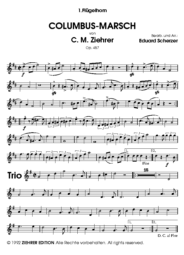 Columbus Marsch - Muzieknotatie-voorbeeld
