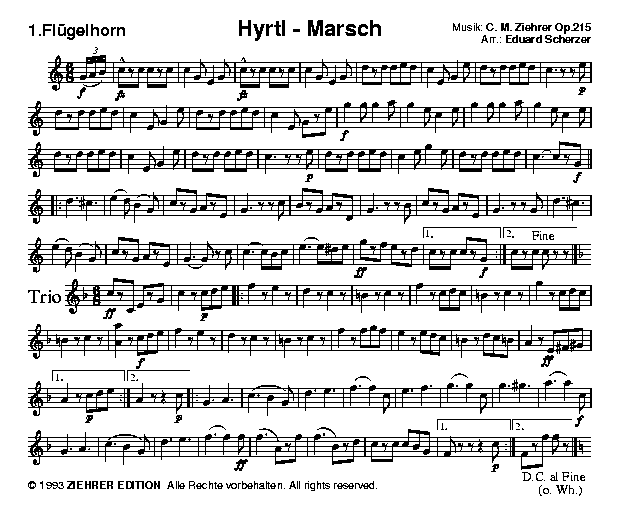 Hyrtl-Marsch - Muzieknotatie-voorbeeld