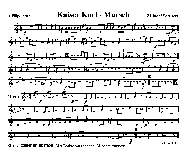 Kaiser Karl-Marsch - Muzieknotatie-voorbeeld
