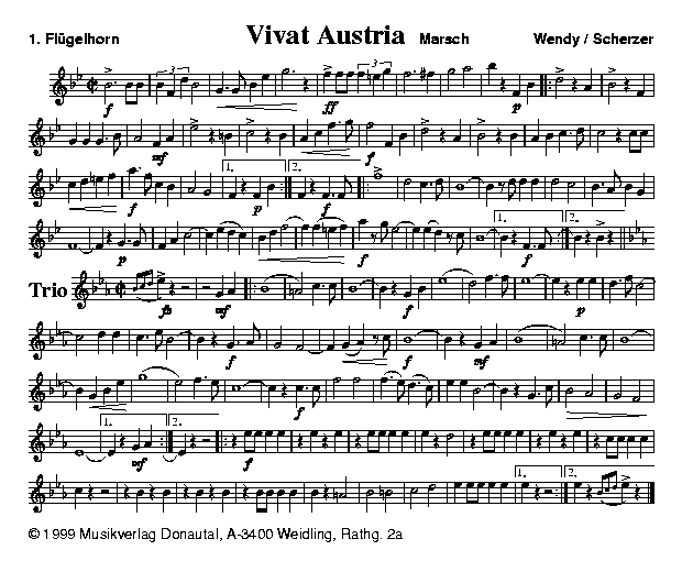 Vivat Austria - Muzieknotatie-voorbeeld