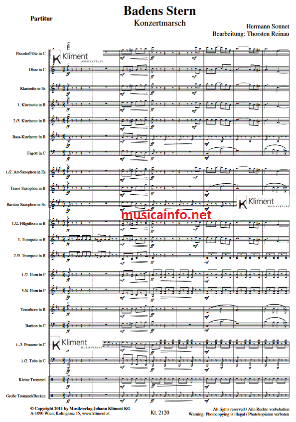 Badens Stern - Muzieknotatie-voorbeeld