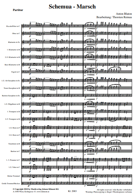 Schemua-Marsch - Muzieknotatie-voorbeeld