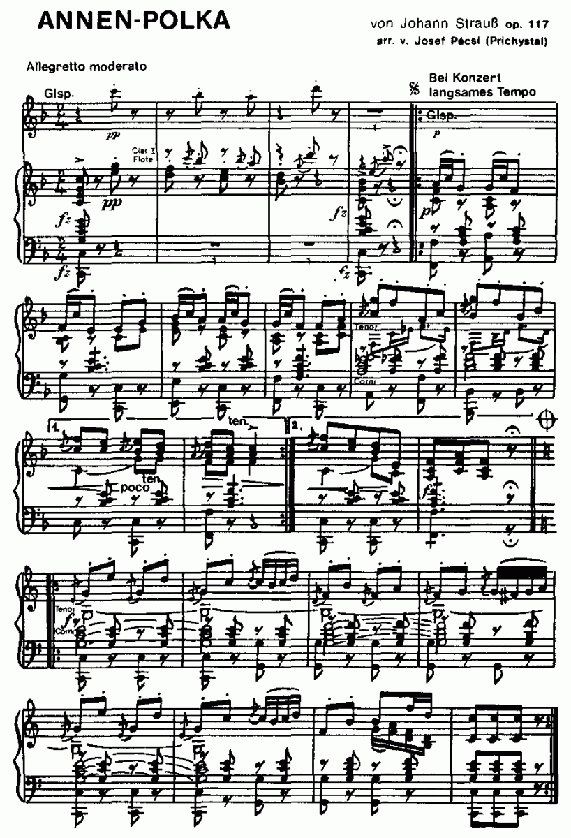 Annen-Polka - Muzieknotatie-voorbeeld