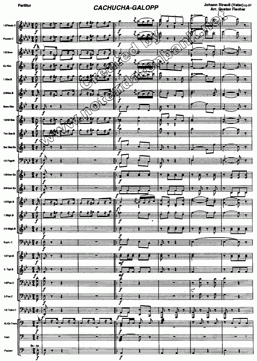 Cachucha-Galopp - Muzieknotatie-voorbeeld
