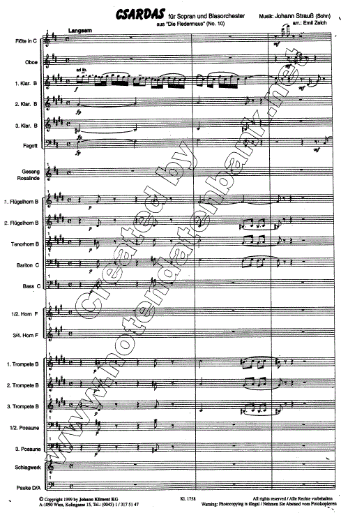 Csardas (aus 'Die Fledermaus') - Muzieknotatie-voorbeeld