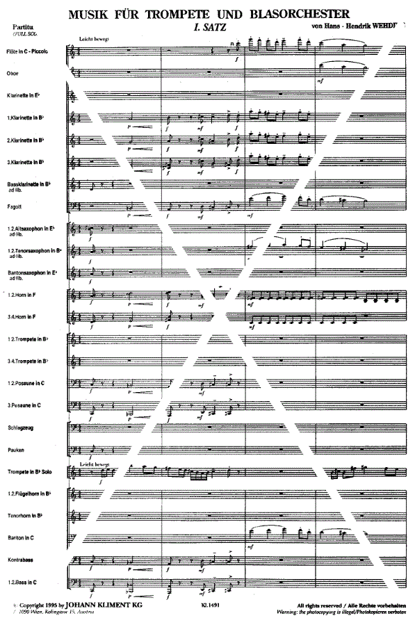 Musik für Trompete und Blasorchester - Muzieknotatie-voorbeeld