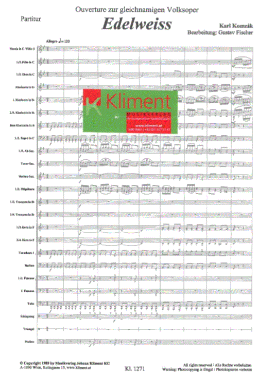 Ouverture zur Volksoper 'Edelweiss' - Muzieknotatie-voorbeeld