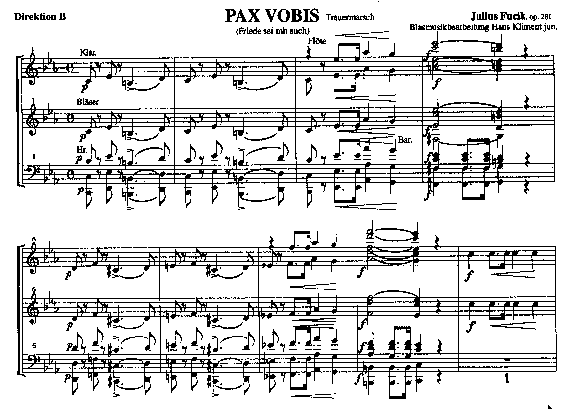 Pax Vobis (Friede sei mit Euch) - Muzieknotatie-voorbeeld