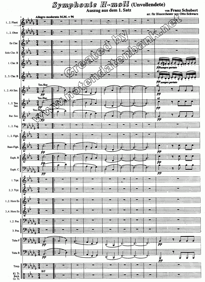 Symphonie h-Moll (Die Unvollendete) - Muzieknotatie-voorbeeld