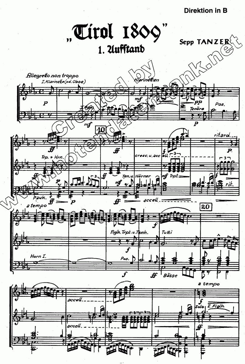 Tirol 1809 (Des-Dur) - Muzieknotatie-voorbeeld