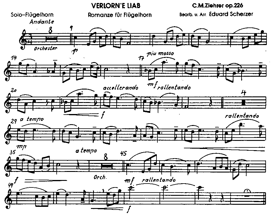 Verlor'ne Liab - Muzieknotatie-voorbeeld