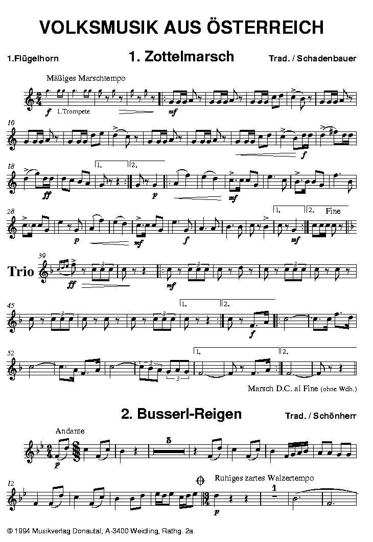 Volksmusik aus Österreich - Muzieknotatie-voorbeeld