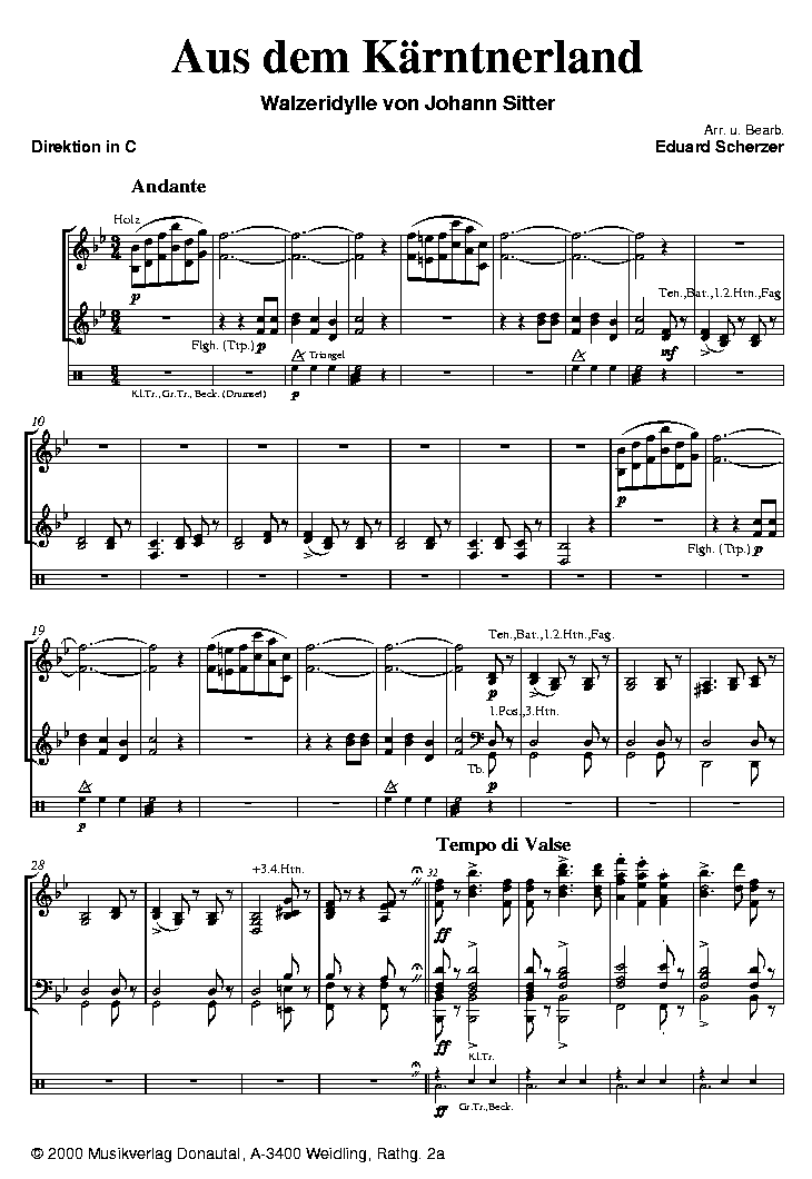 Aus dem Kärntnerland - Muzieknotatie-voorbeeld
